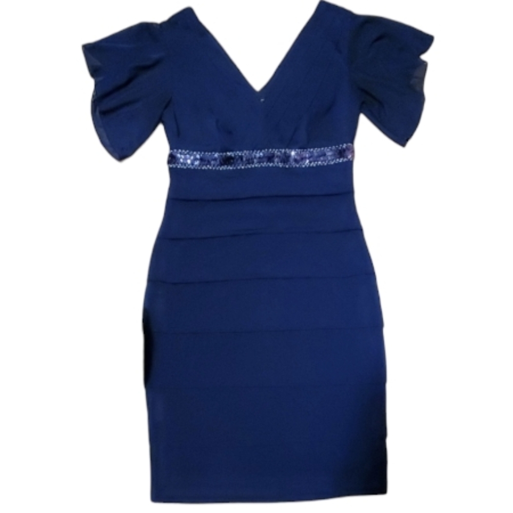 Enfocus Studio Womans Navy‎ Flowy Cocktail Dress Size 4